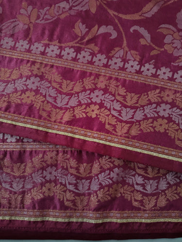 Banarasi Katan Pure Silk Saree | Shade of Mauve Pink | Gold & Silver Zari | Handwoven | Ships from California